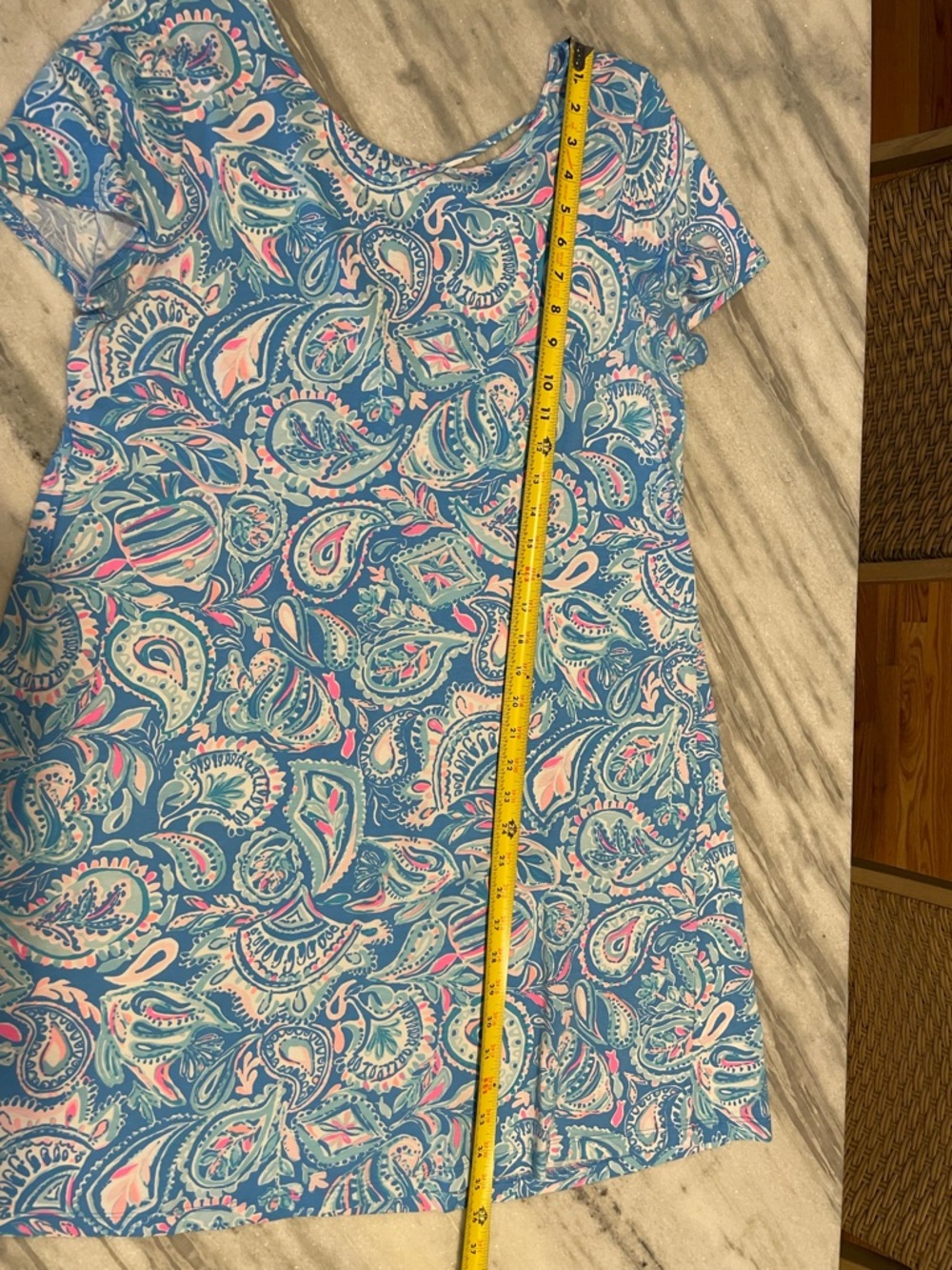 Lilly Pulitzer Blue Paisley Short Sleeve Shift Dress - Picture 6 of 7